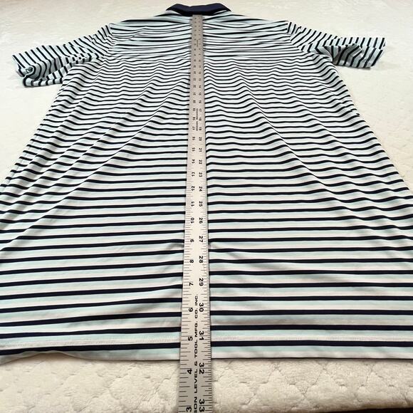 Greyson Polo Shirt Men's Size Large Striped Short Sleeve Blue aqua white - Picture 6 of 8